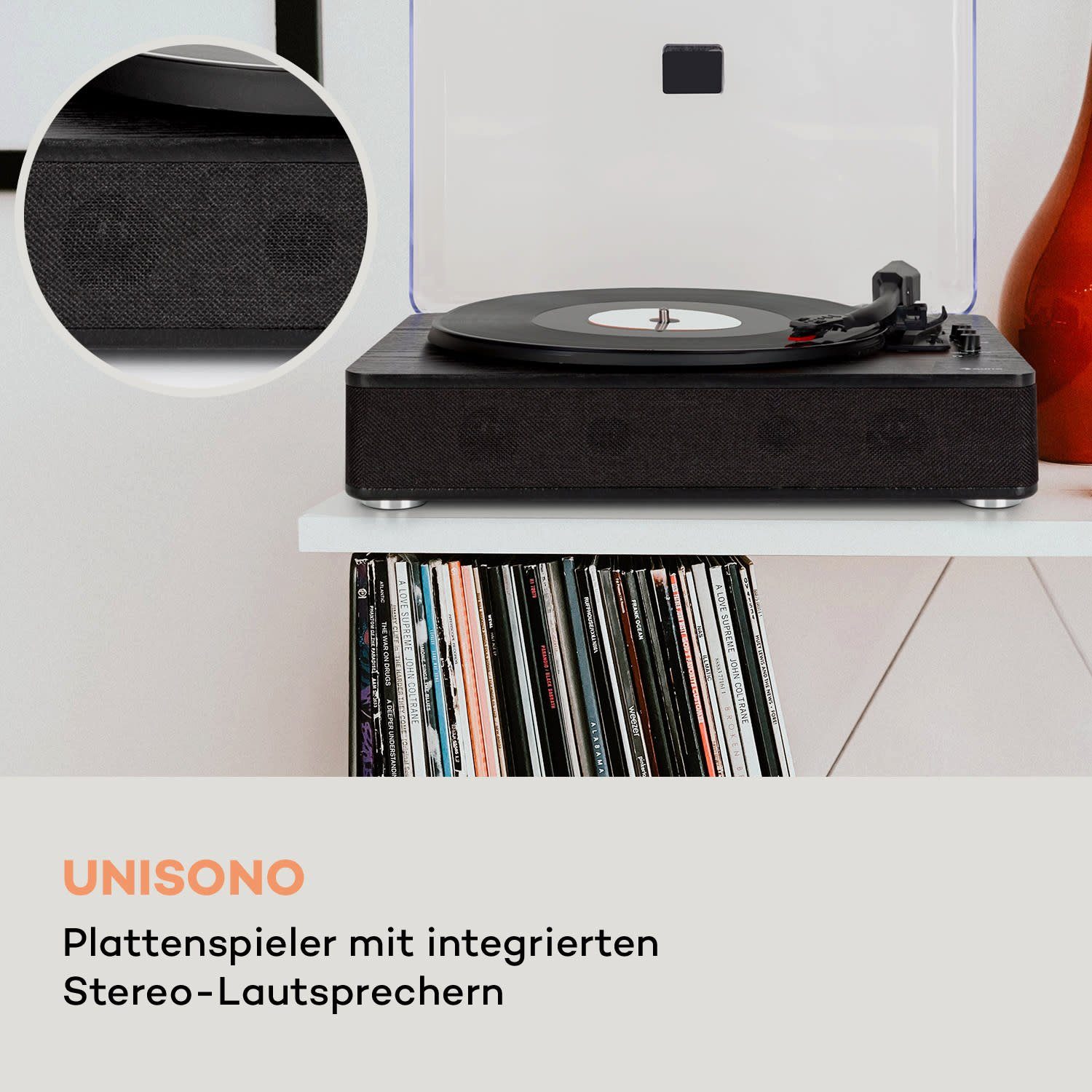 Auna TT-Classic Plus Plattenspieler (Riemenantrieb, Bluetooth, Schallplattenspieler mit Lautsprecher Vinyl Plattenspieler)