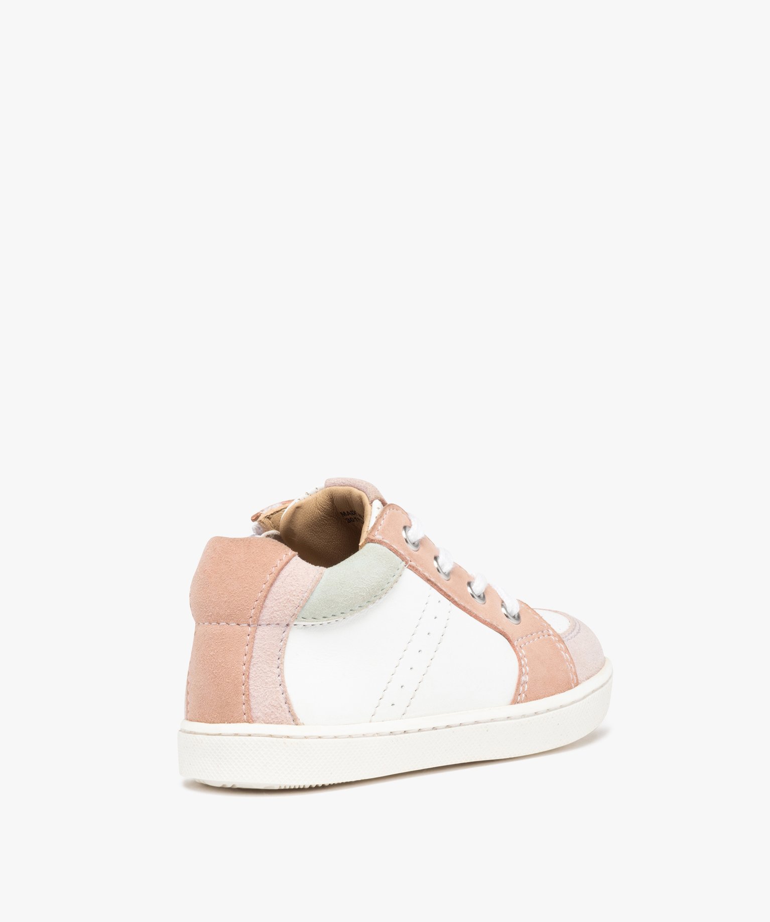 Baskets bébé fille dessus cuir à lacets et zip – NA! blanc | GEMO