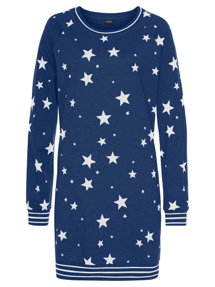 VIVANCE DREAMS Sleepshirt in dunkelblau-gemustert günstig kaufen 32/34