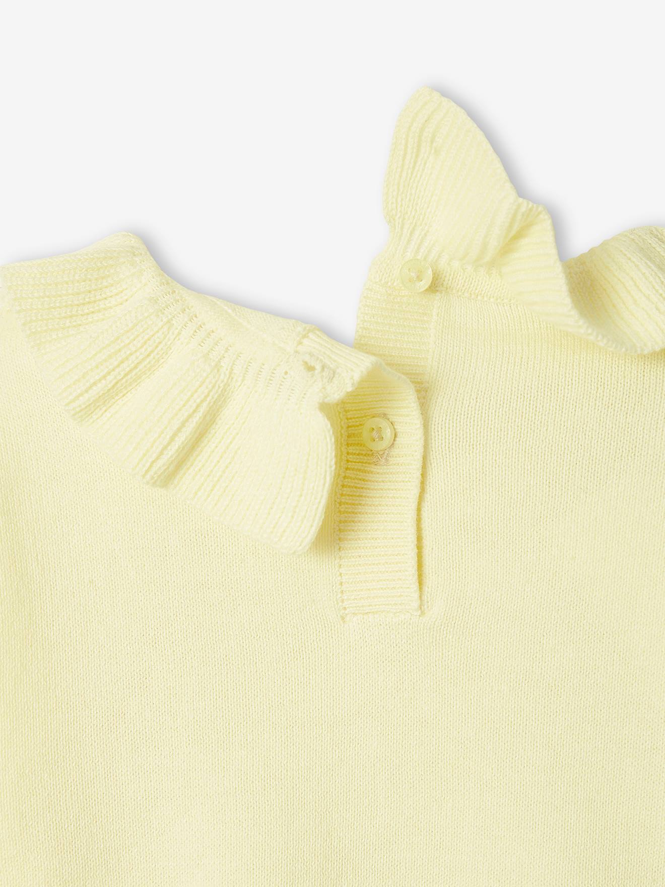 Pull avec collerette bébé jaune pastel