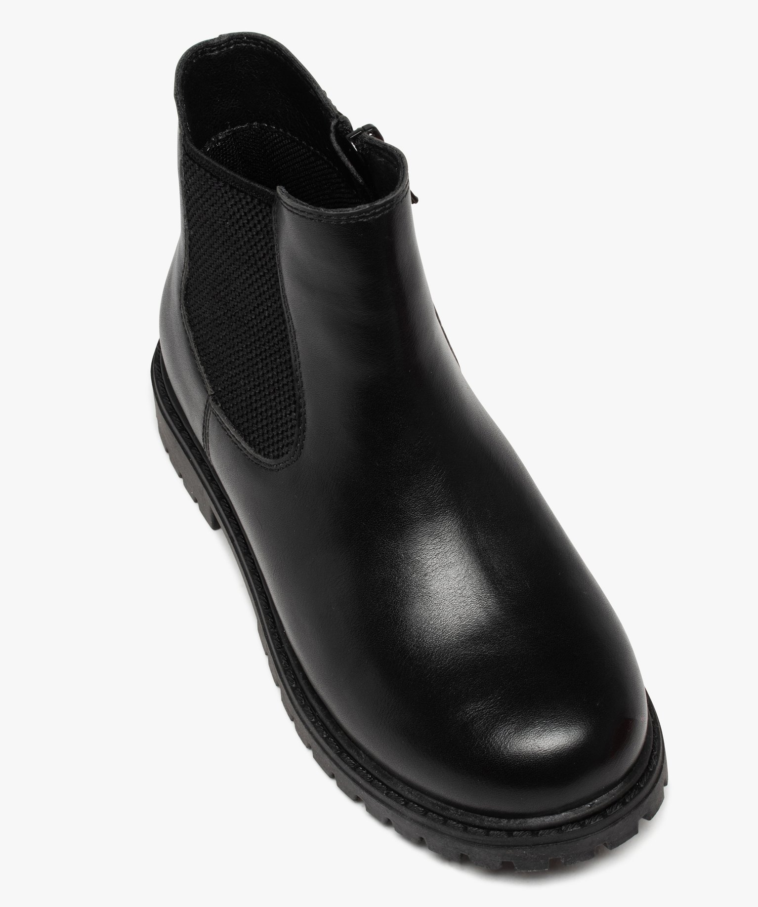 Boots fille style Chelsea unies à semelle crantée noir | GEMO