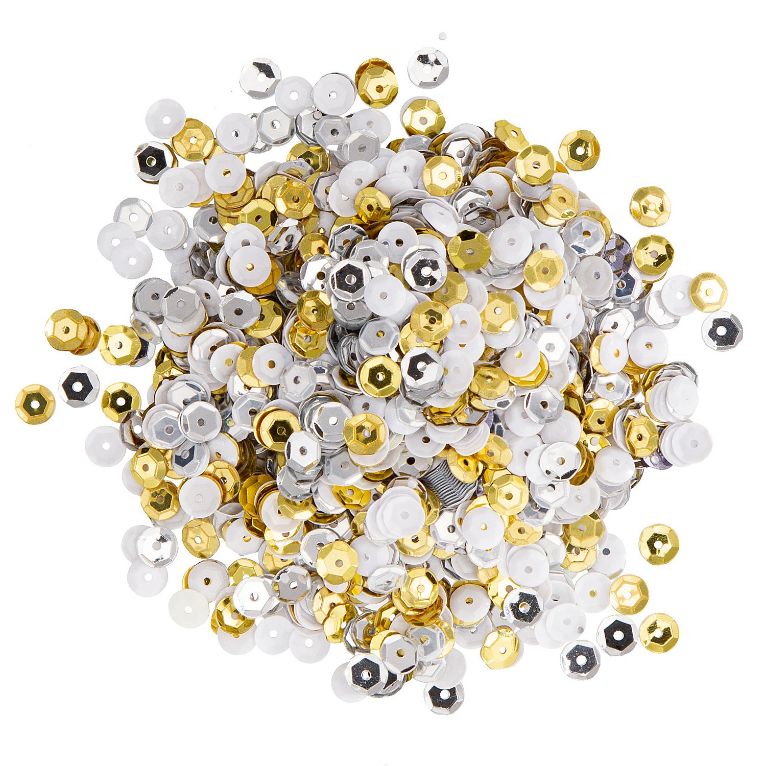 Pailletten, gold-silber-weiß, 6 mm Ø, 75 g