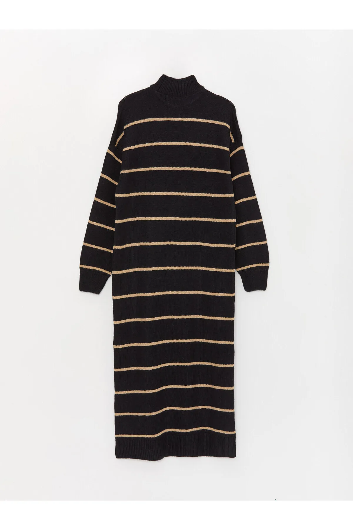 LC Waikiki  Gestreiftes, langärmliges Damen-Strickkleid mit halbem Rollkragen