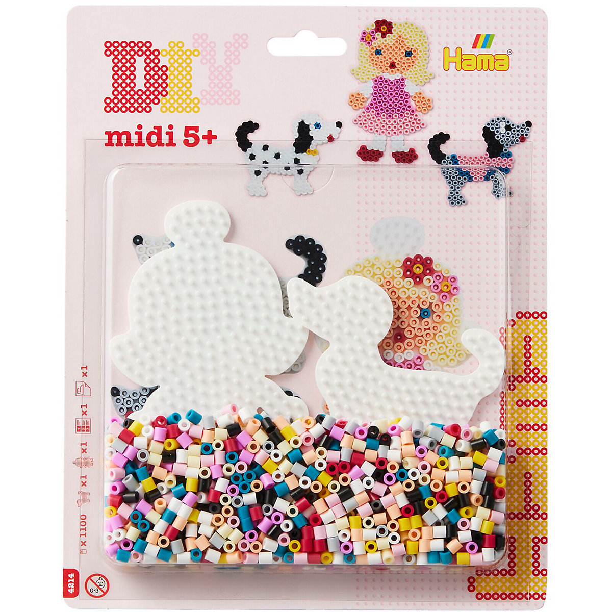 HAMA 4214 Blister Puppe & Hund, 1.100 midi-Perlen & Zubehör