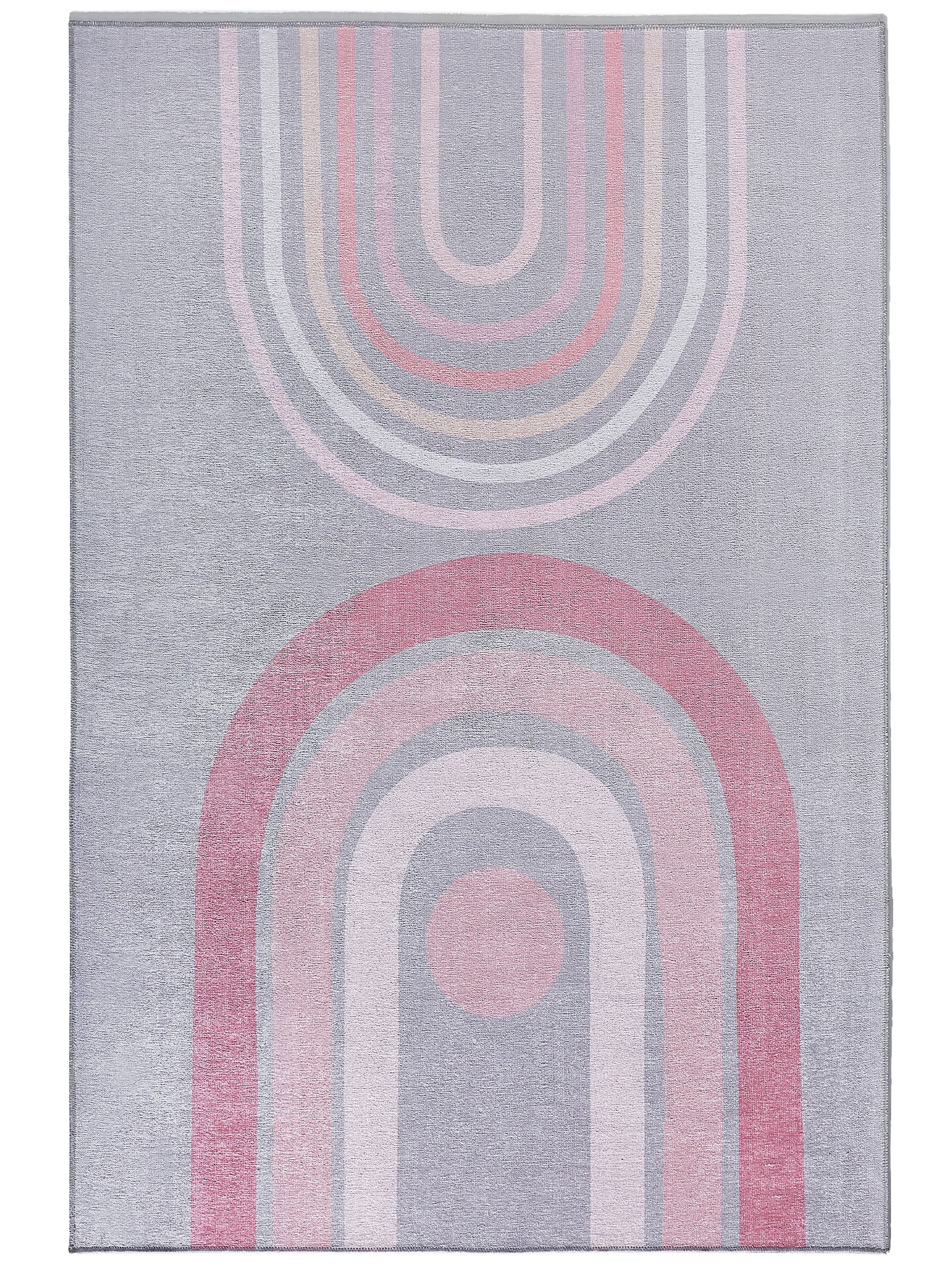 Arcobaleno Moderner Teppich, Grau/Rose
