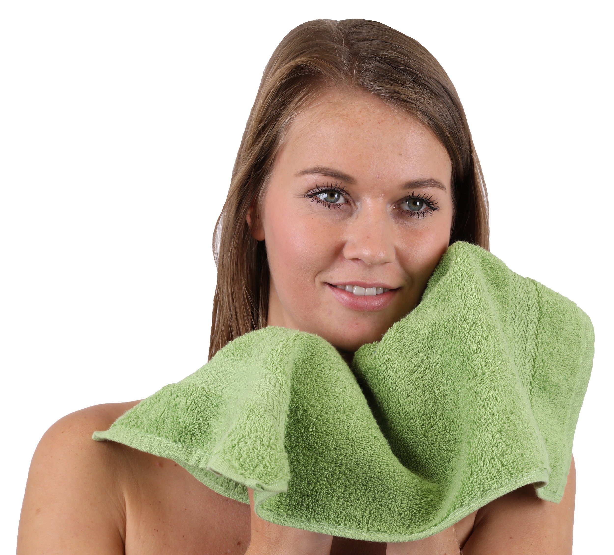 Betz Gästehandtücher 10 Stück Gästehandtücher Premium 100% Baumwolle Gästetuch-Set 30x50 cm Farbe apfelgrün und gelb, 100% Baumwolle