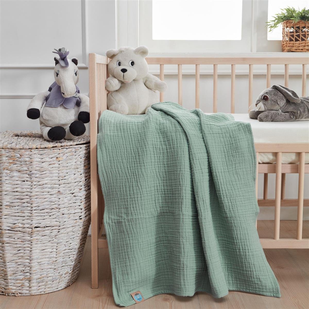 SEI Design Kapuzenhandtuch BIO Baby-Badeponcho 75x100 cm, Musselin (1-St), Musselin 4-lagig - 100% BIO Baumwolle