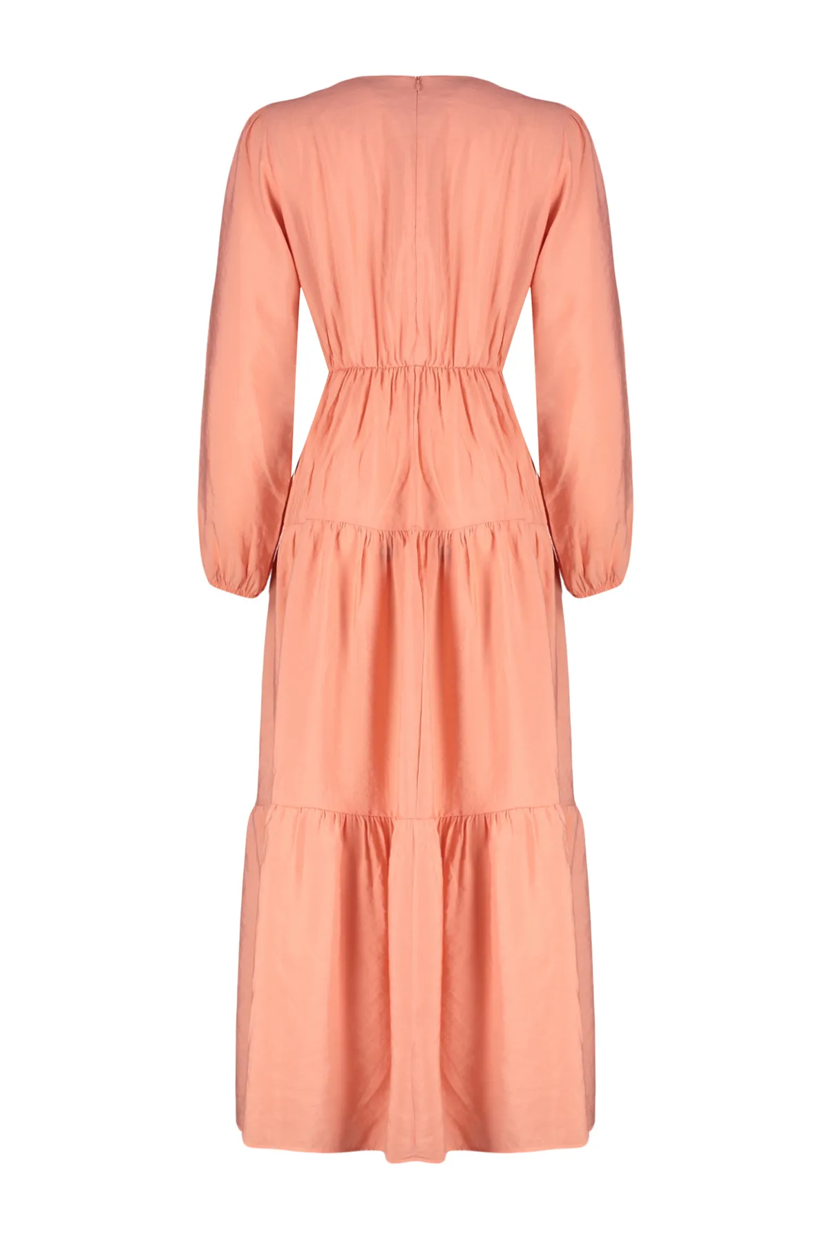 Trendyol Modest  Pfirsichfarbenes Webkleid mit Ballonärmeln TCTSS24EB00165