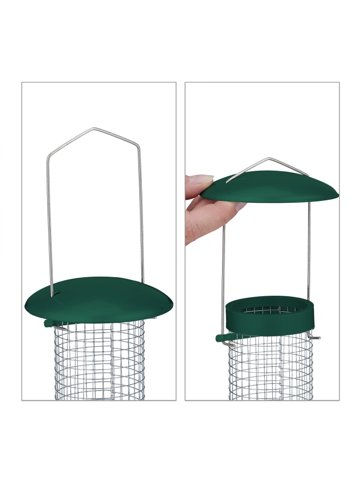 relaxdays 2 x Vogelfutterstation in Grün/ Silber - (H)31 x Ø 10 cm günstig kaufen onesize