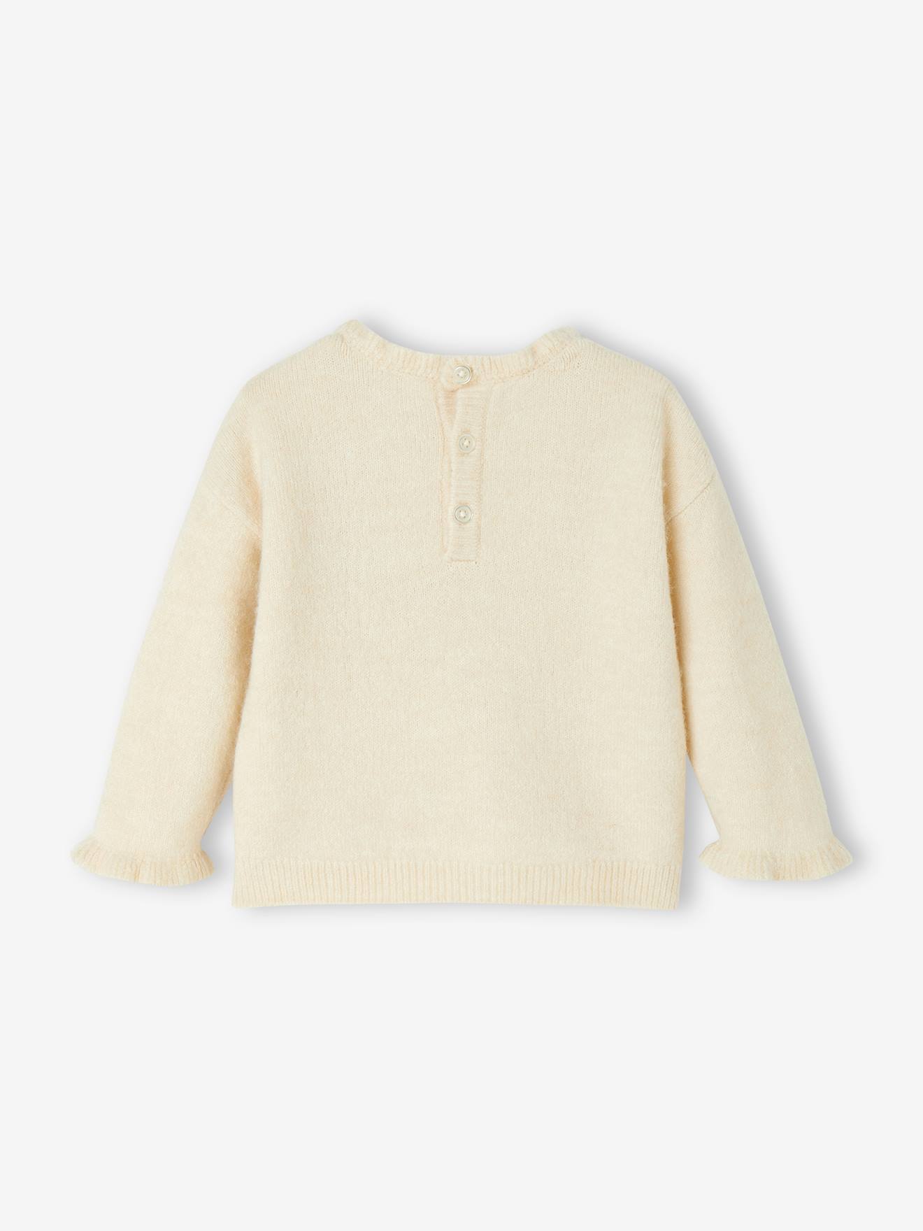 Vertbaudet Baby Weihnachts-Pullover mit Rüschenkragen - wollweiß