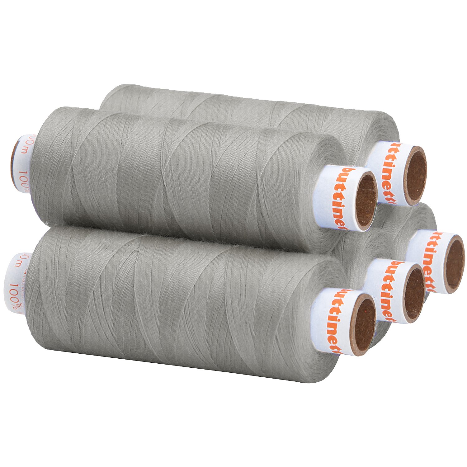 buttinette Universal-Nähgarn, Stärke: 100, 5er-Pack, stein