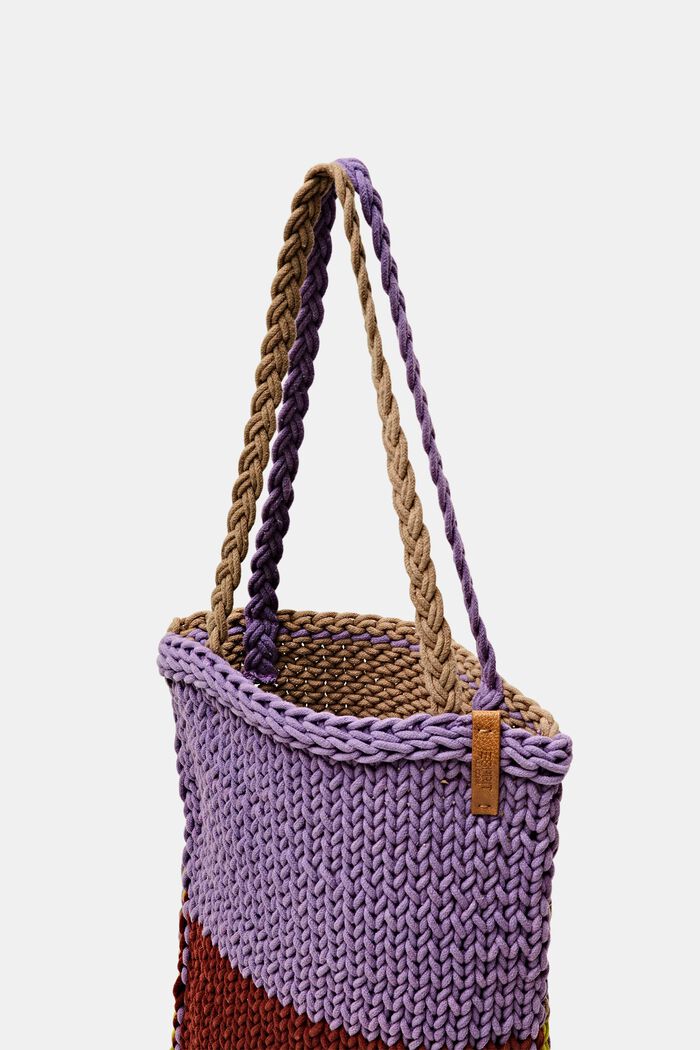 Tote Bag aus gehäkelter Baumwolle im Colorblock