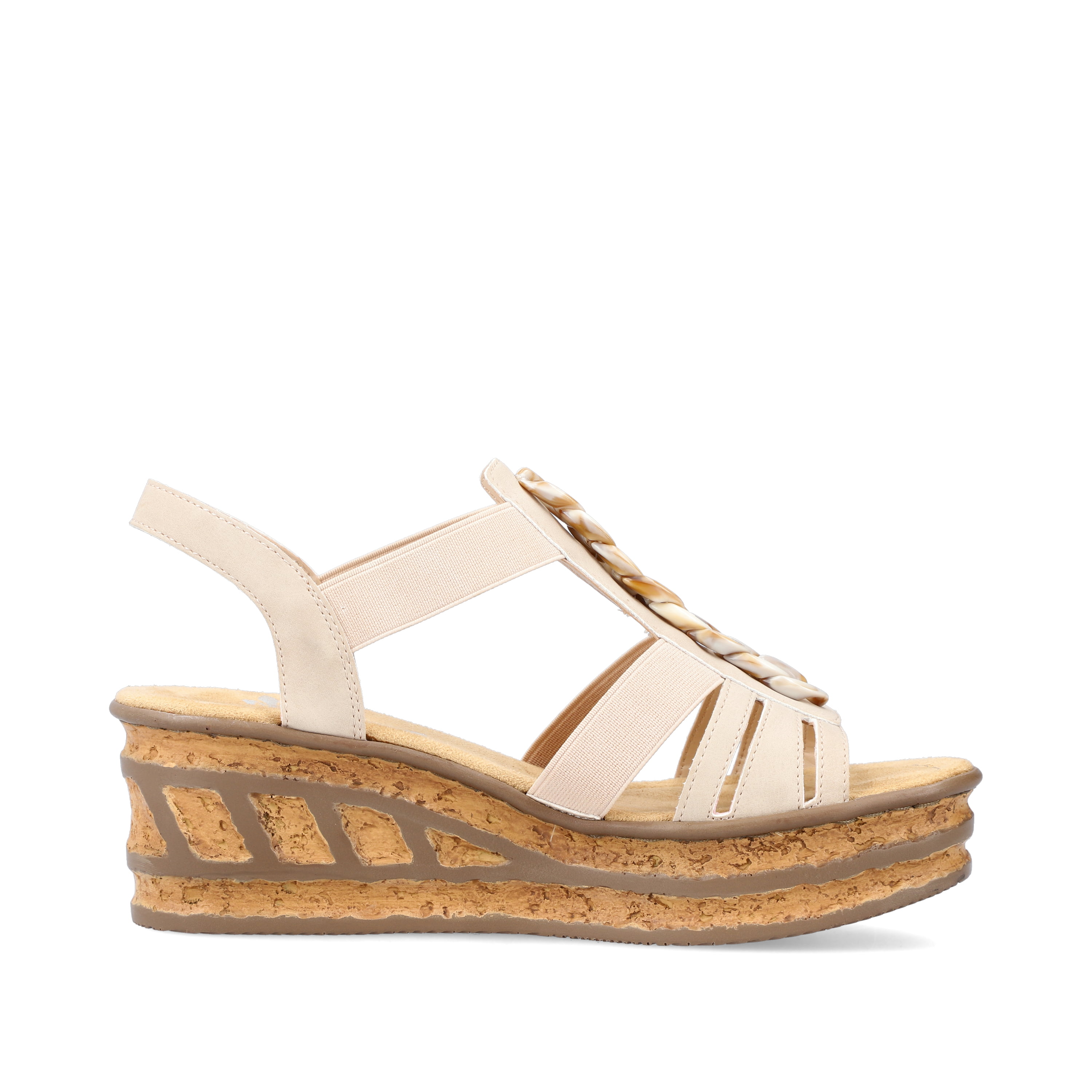 Rieker Damen Keilsandaletten cremebeige