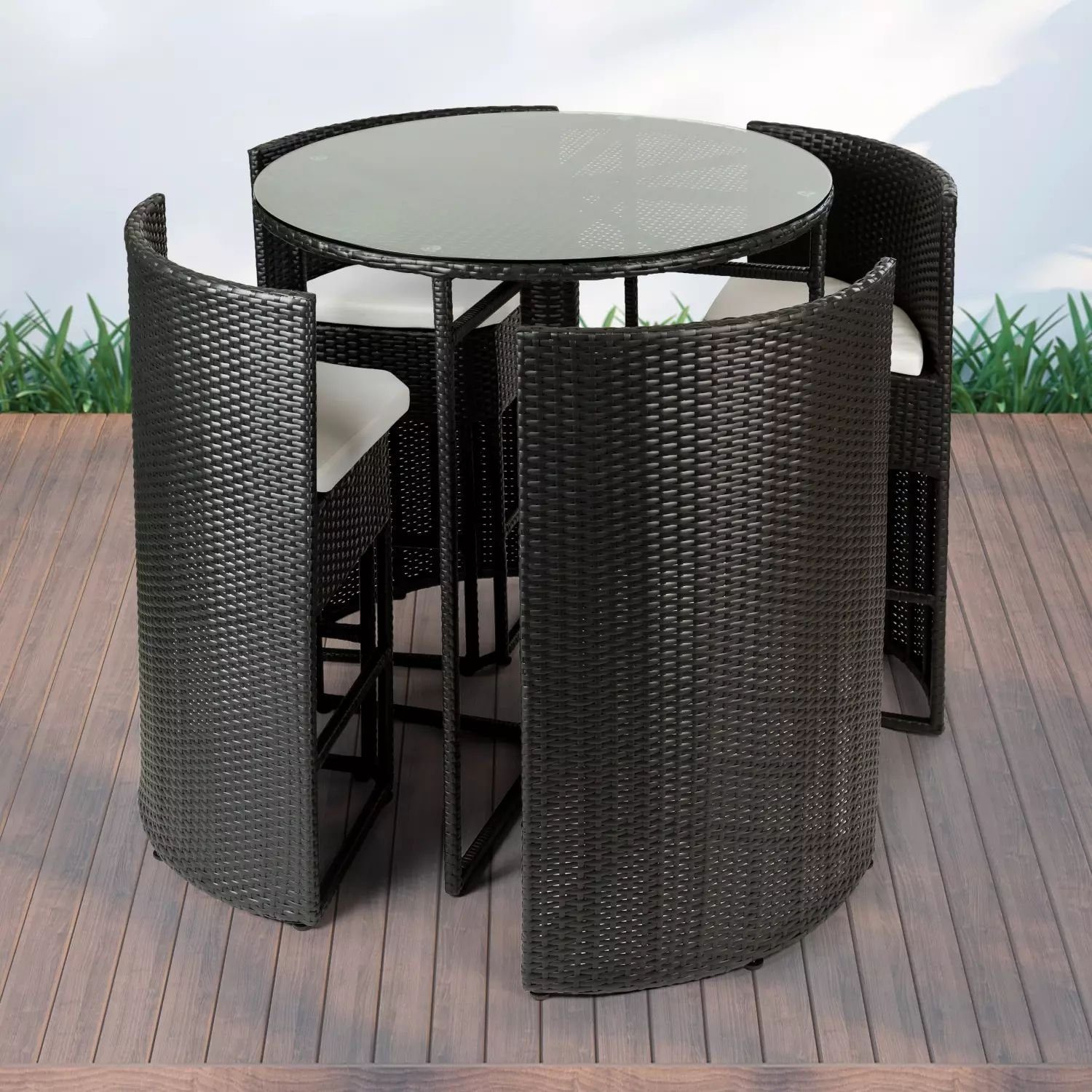 PureHaven Gartenbar-Set Bar-Set 100x110 cm wetterbeständiges Polyrattan, (5-tlg)