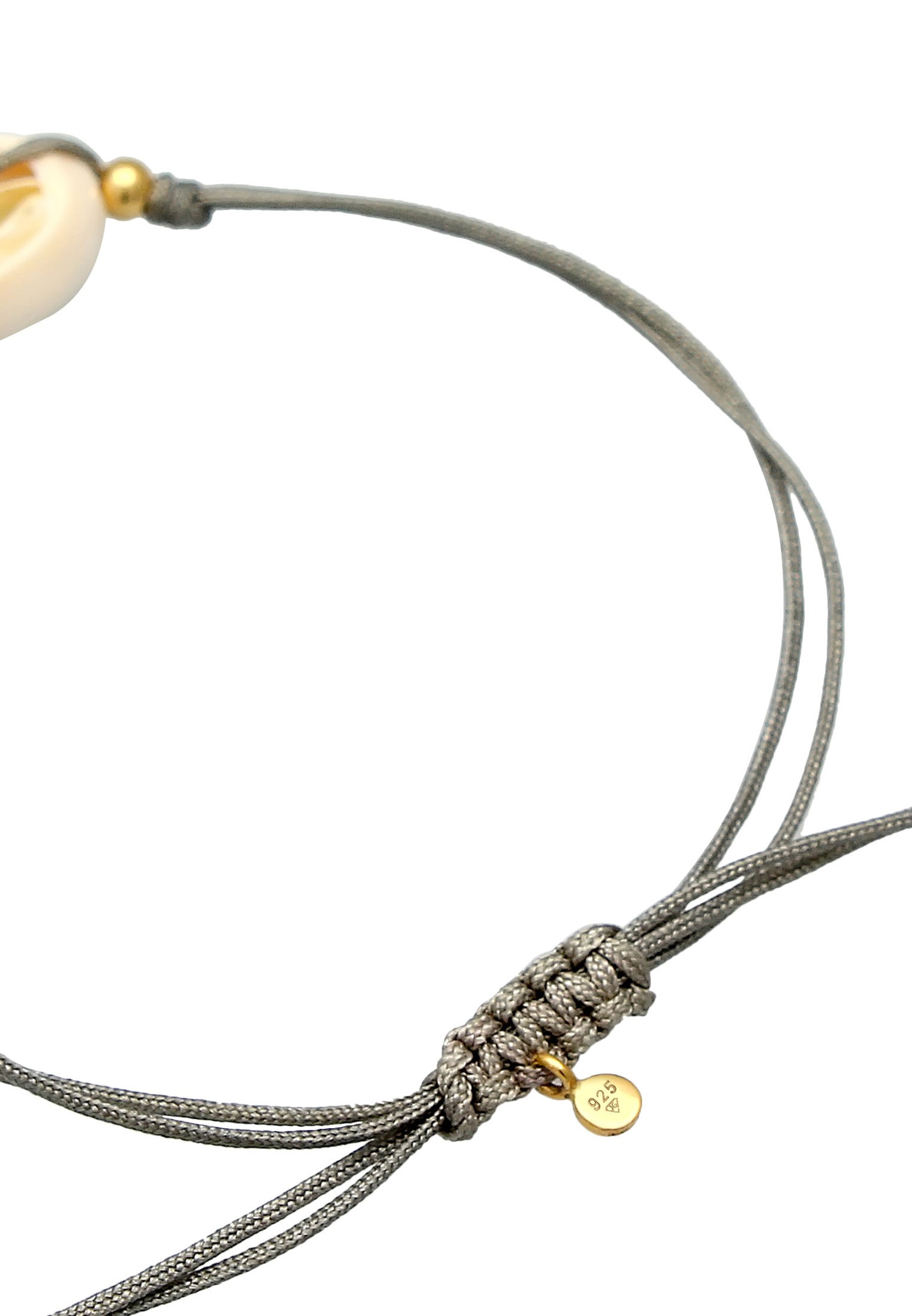 Elli Bratara damă Kauri Shell Sea Nylon Trend reglabilă, argint 925 placată cu aur