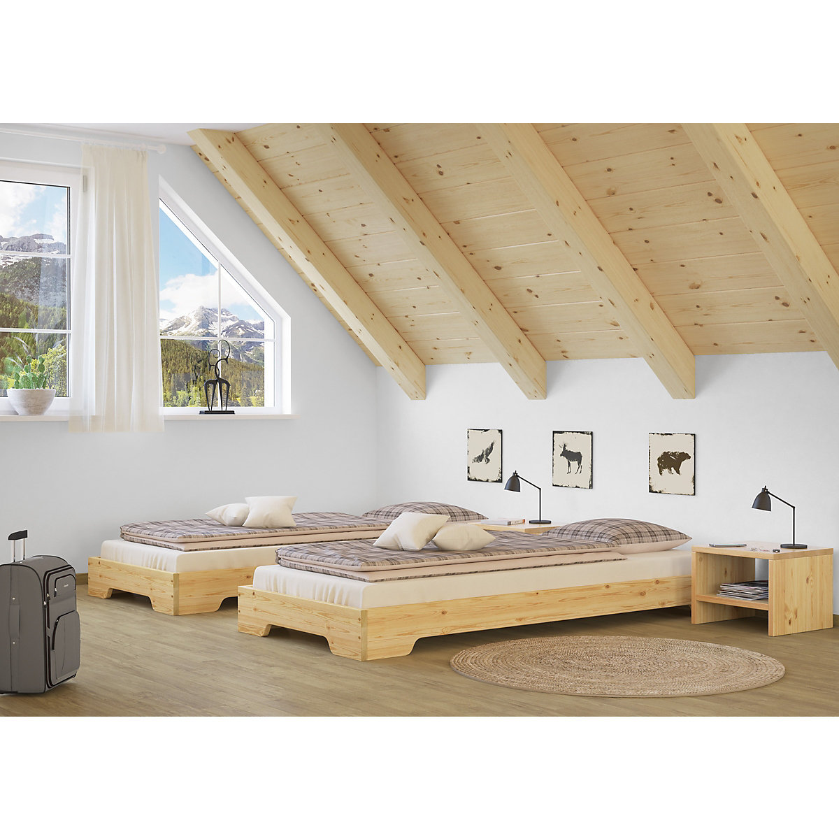 Jugendbett niedrig 90x190 Kiefer massiv ohne Zubehör