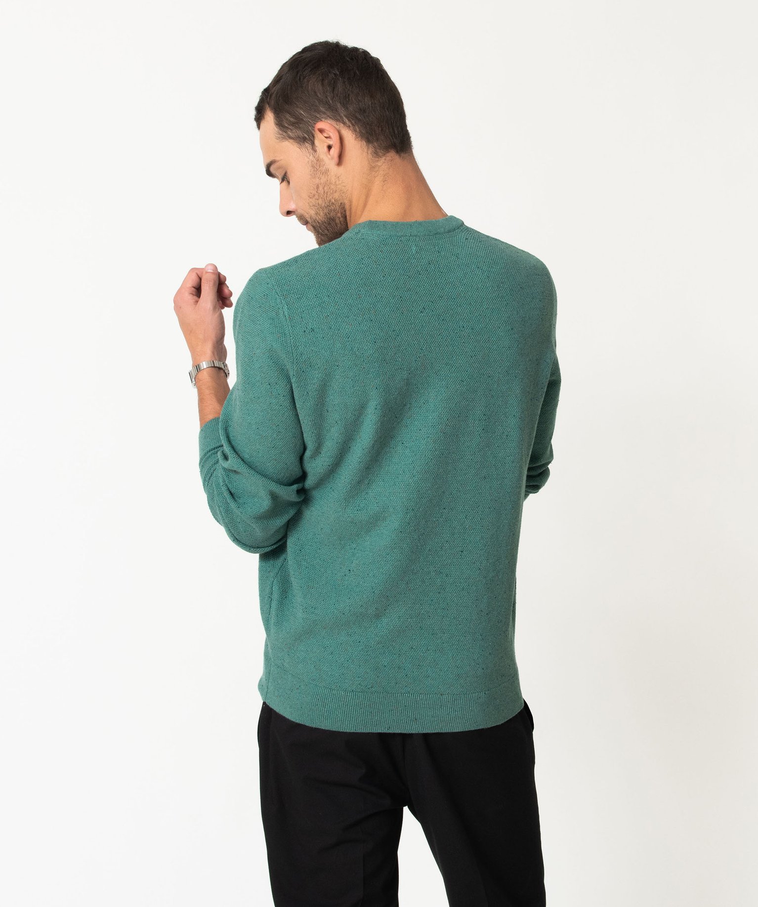 Pull en maille fine mouchetée homme vert | GEMO
