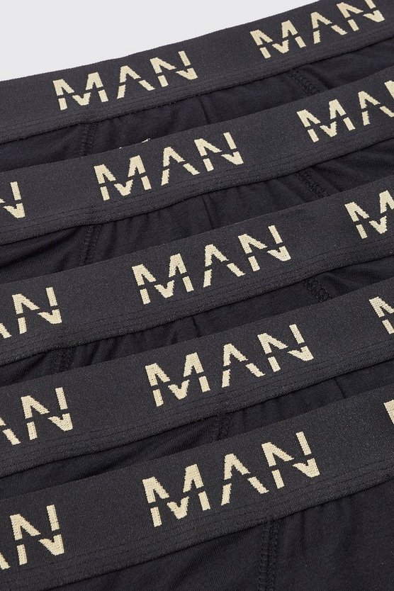 5er-Pack goldene Man-Dash Boxershorts in Schwarz