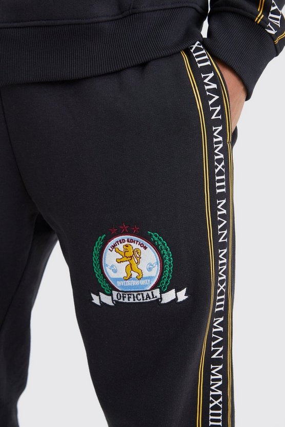 Man Gold Hoodie-Trainingsanzug mit Reißverschluss