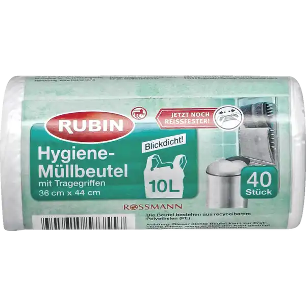 Hygiene-Müllbeutel mit Tragegriffen 10 l