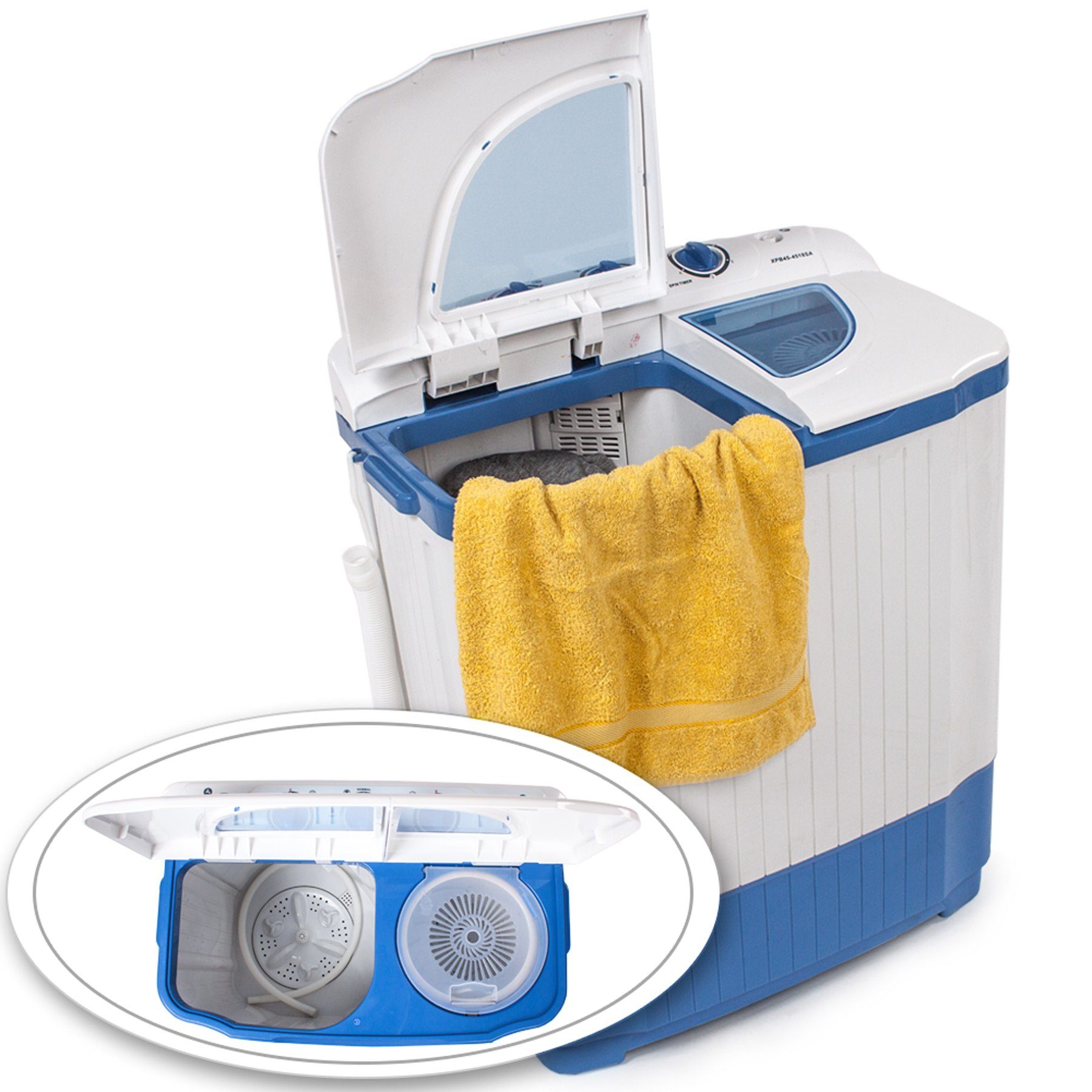tectake Wäscheschleuder Mini-Waschmaschine 4,5 kg mit Wäscheschleuder 3,5, 4,50 kg