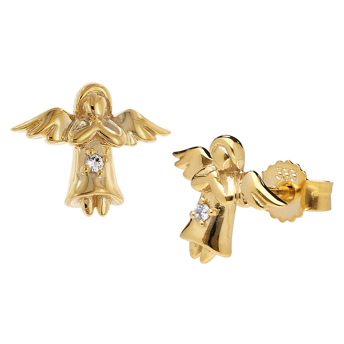 Kinder-Ohrringe Engel Ohrstecker Gold 333/8K mit Zirkonia Ohrstecker
