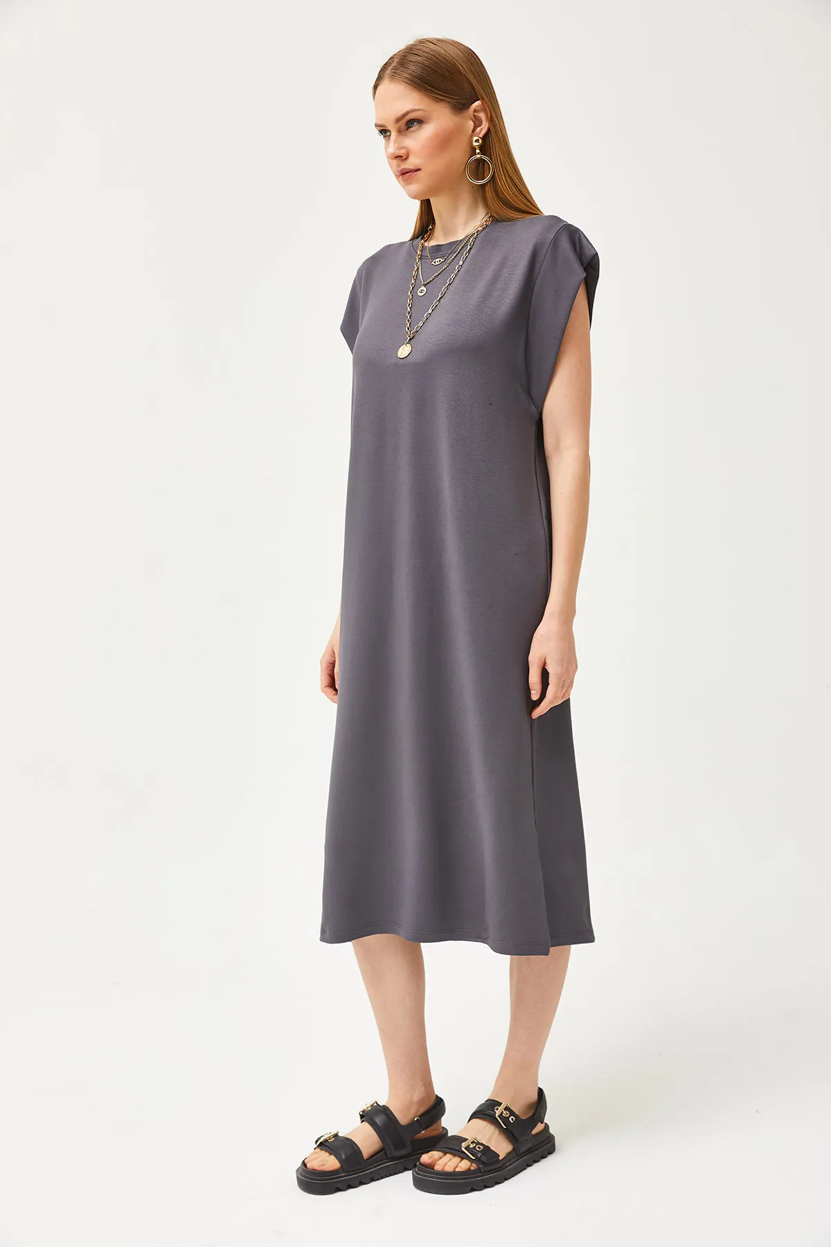 Olalook  Damen Geräuchertes Unterarmstück Rückenschlitz Kristall Kleid ELB-19002085