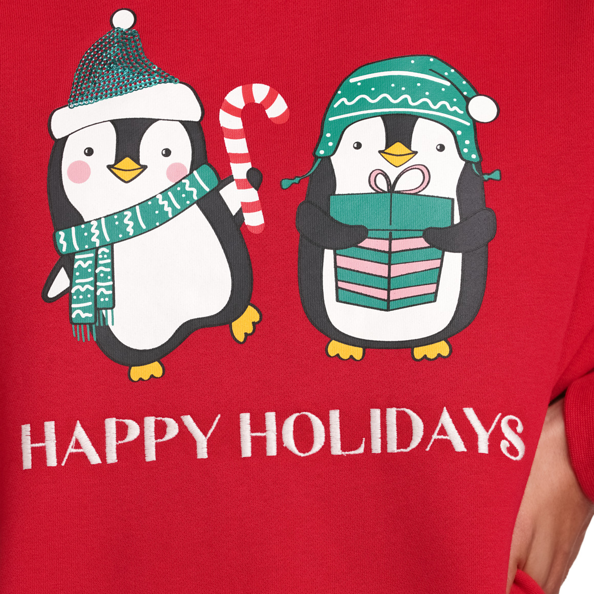 Damen Weihnachtssweatshirt mit Applikation rot