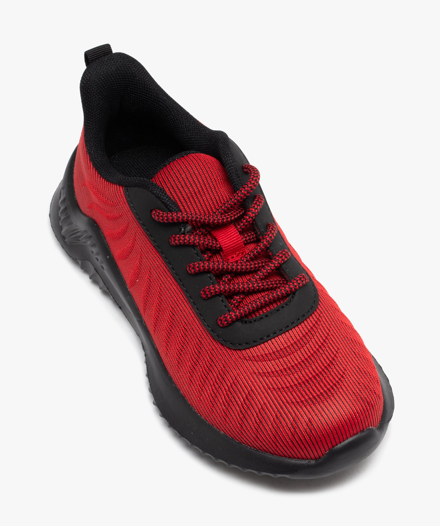 Baskets Garçon unies en mesh avec reliefs rouge | GEMO