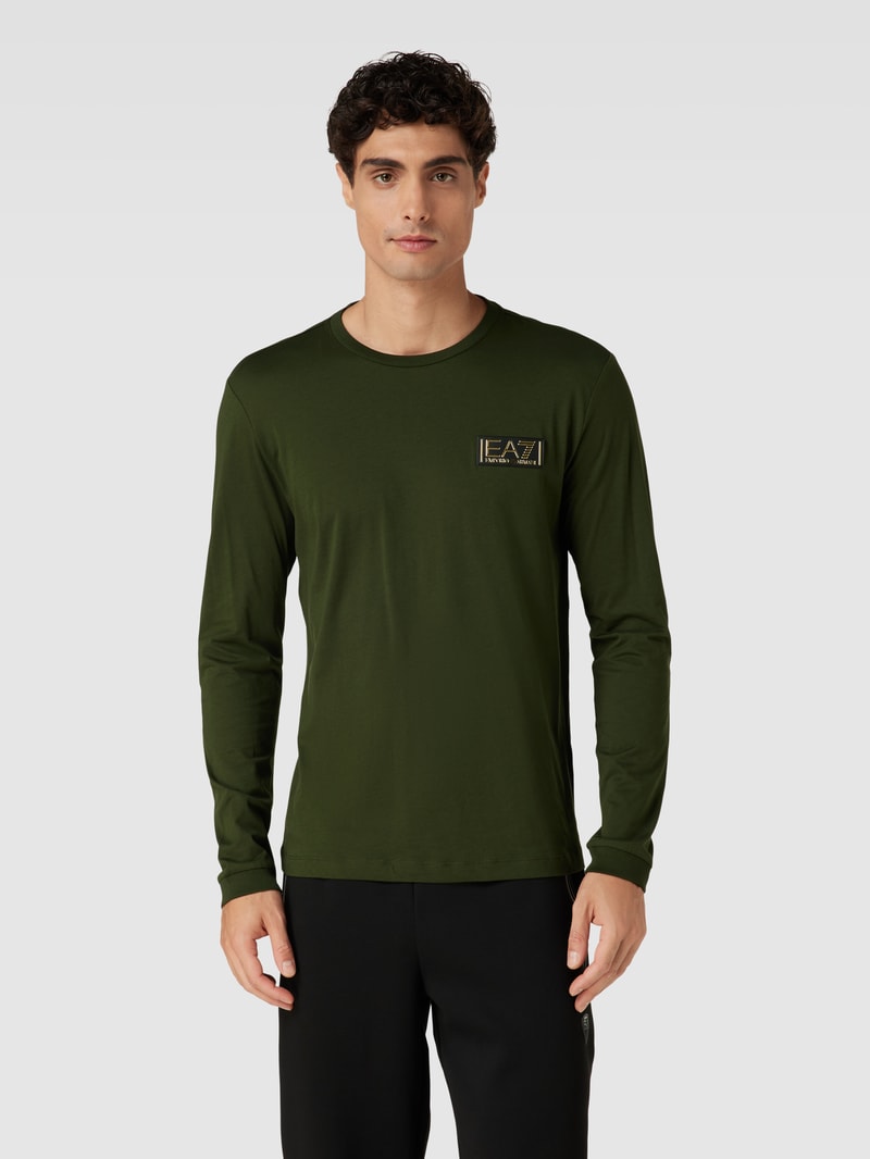 Longsleeve mit Label-Patch in olivgrün