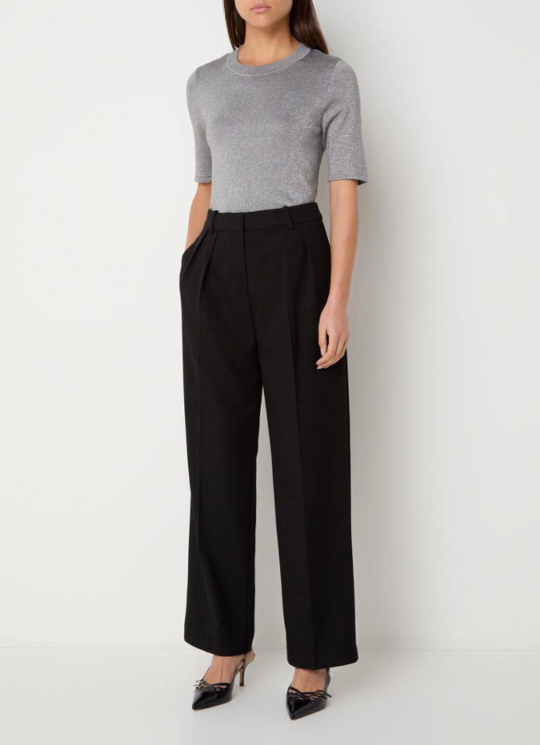 Selected Femme Lura fine knitted top in lyocell blend with lurex