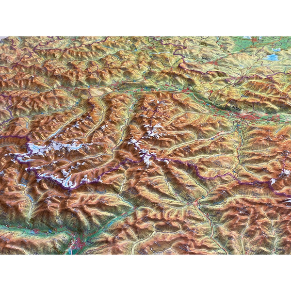 RELIEF TIROL 1:325.000 MIT NATURHOLZRAHMEN - Karte