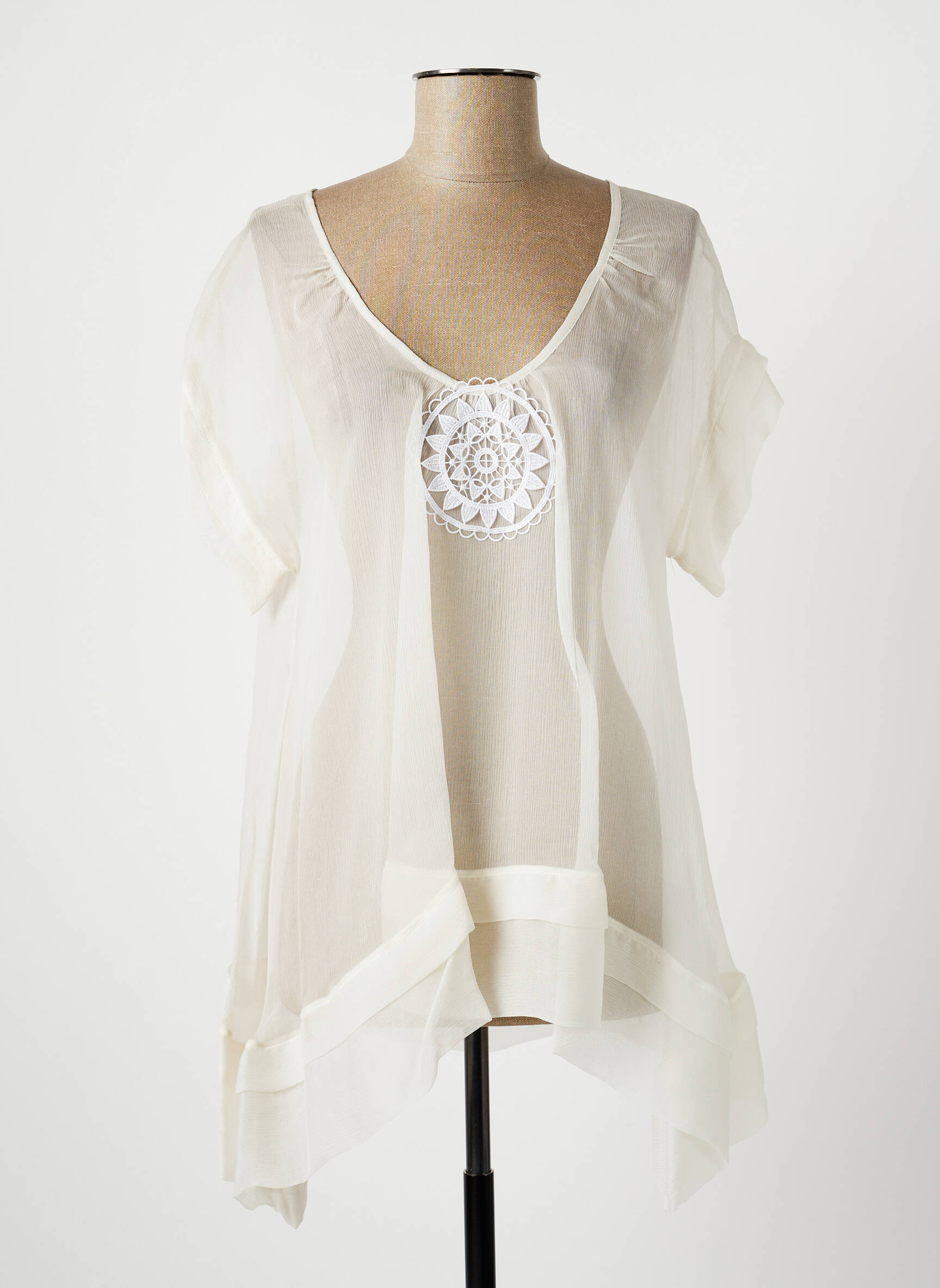 Lauren Vidal Tuniquemanchecourte Femme couleur blanc