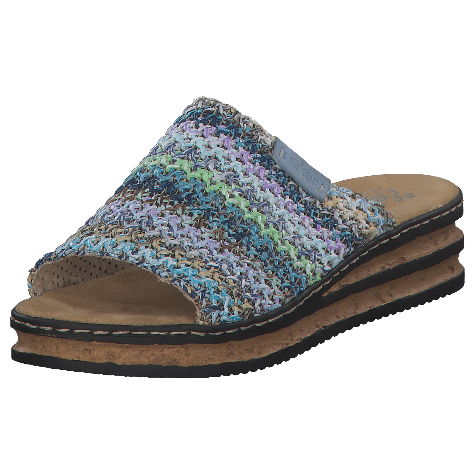 Rieker 62968, Plateau-Pantoletten, Damen, blau-multi/aqua