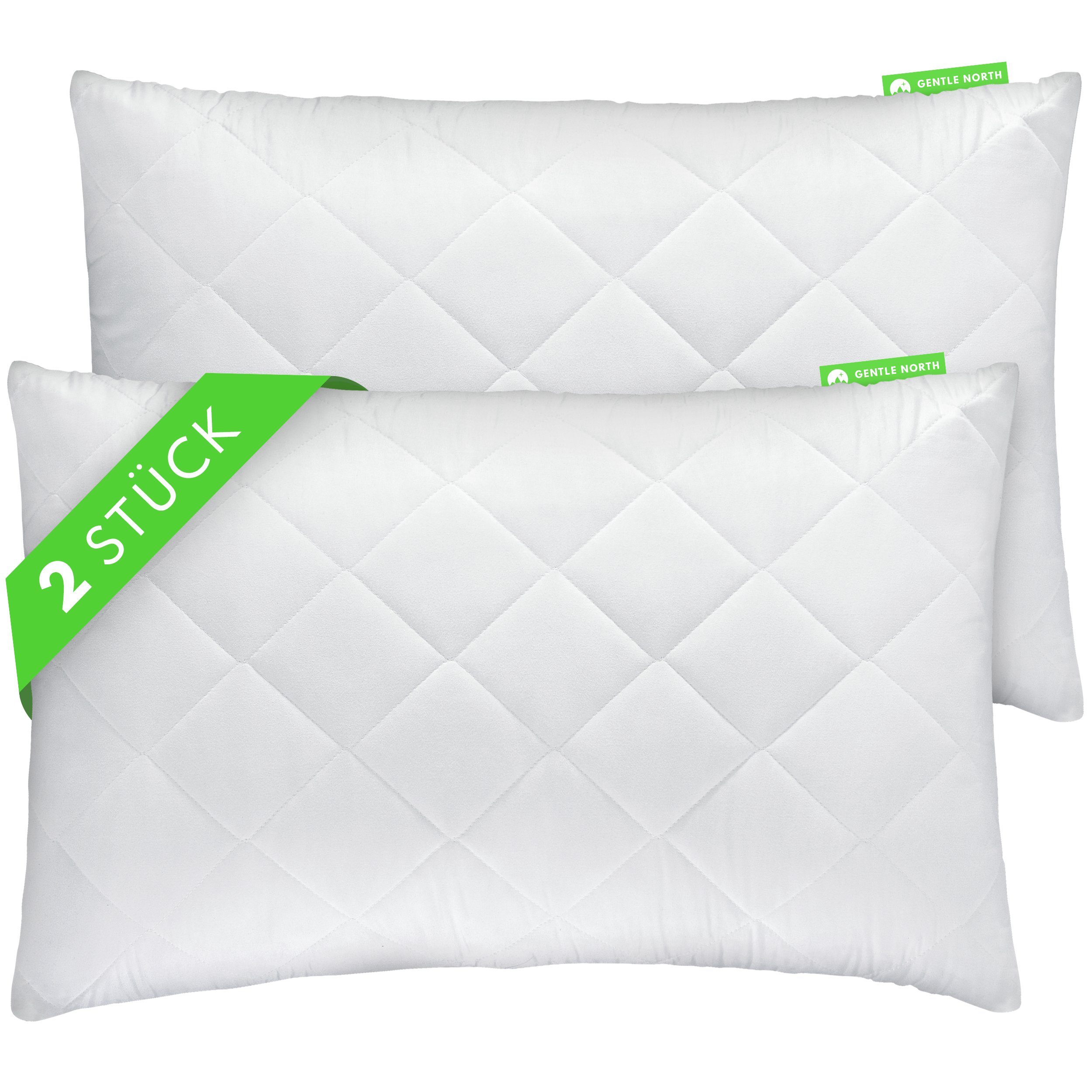 Microfaserkissen 2er Set Kissen Komfort in vielen Größen, Gentle North, Füllung: 100% Polyester, Seitschläfer, Rückenschläfer, Seitenschläfer, Comfort, 2-tlg, Reißverschluss für Füllung-waschbar-Made in EU-allergikerfreundlich