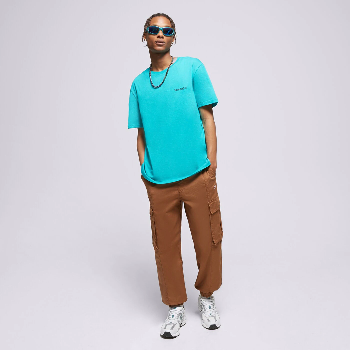 TIMBERLAND T-SHIRT SMALL LOGO PRINT Türkis