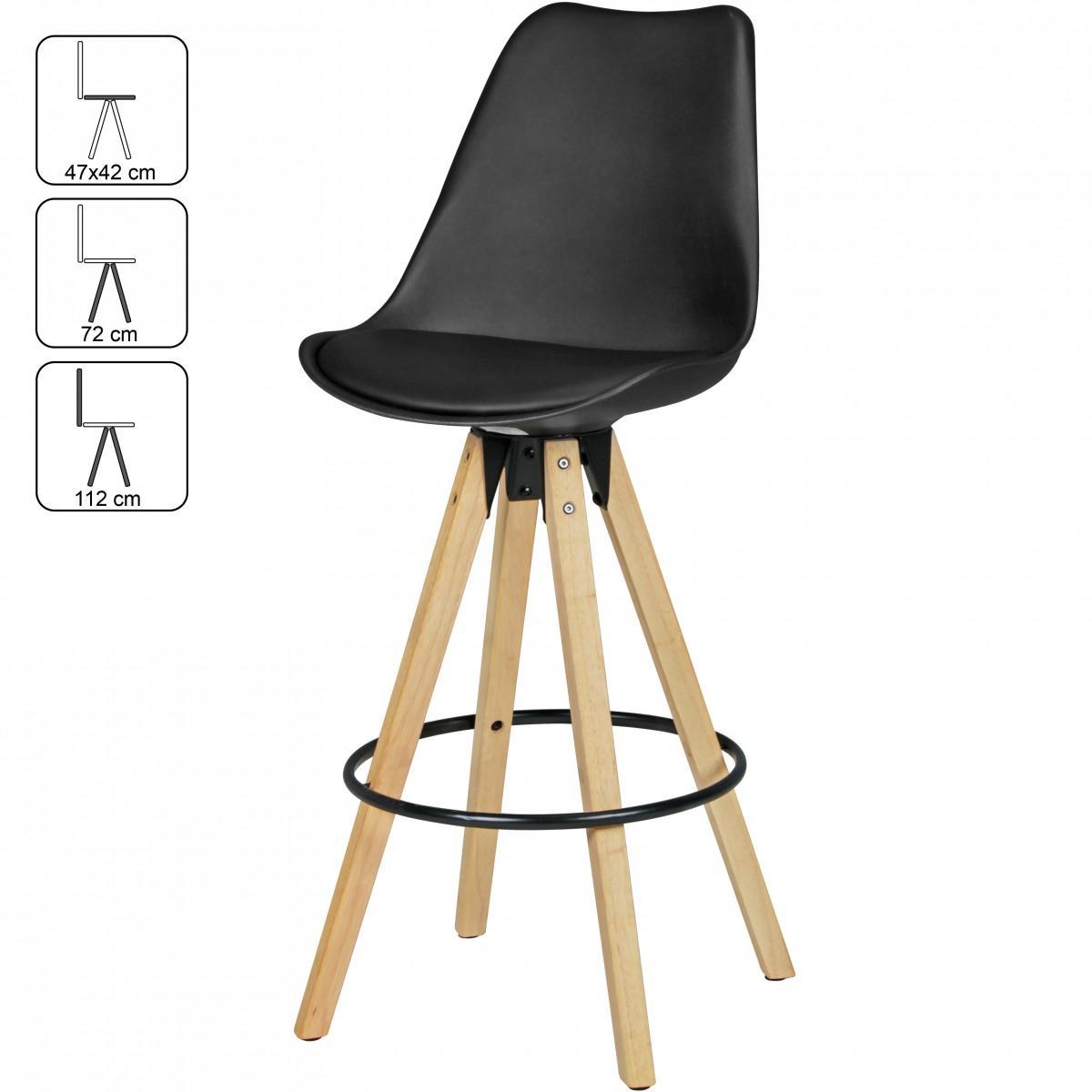 Wohnling 2er Set Barhocker LIMA Schwarz Retro