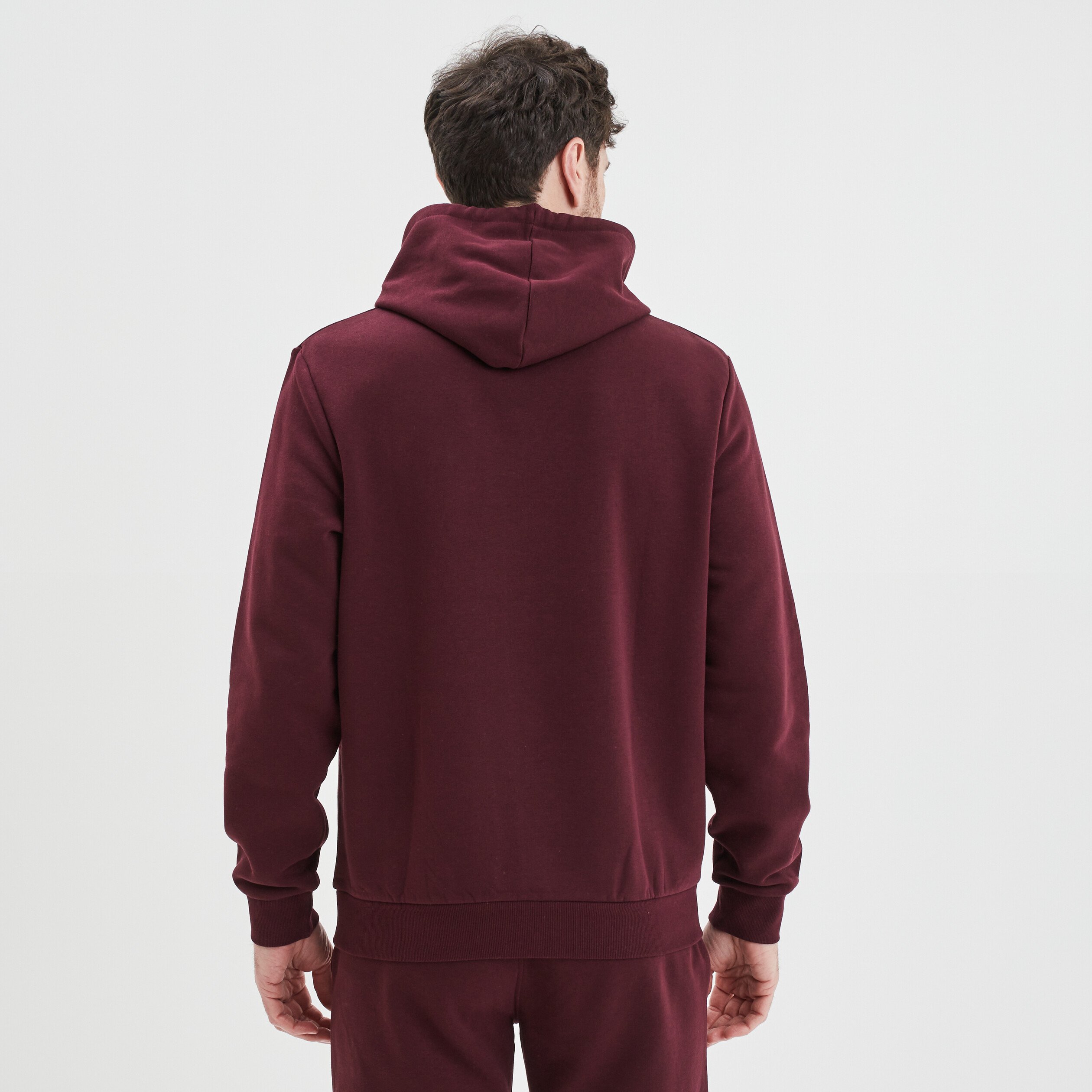 Sweat molleton à capuche hoodie prune homme | La Halle