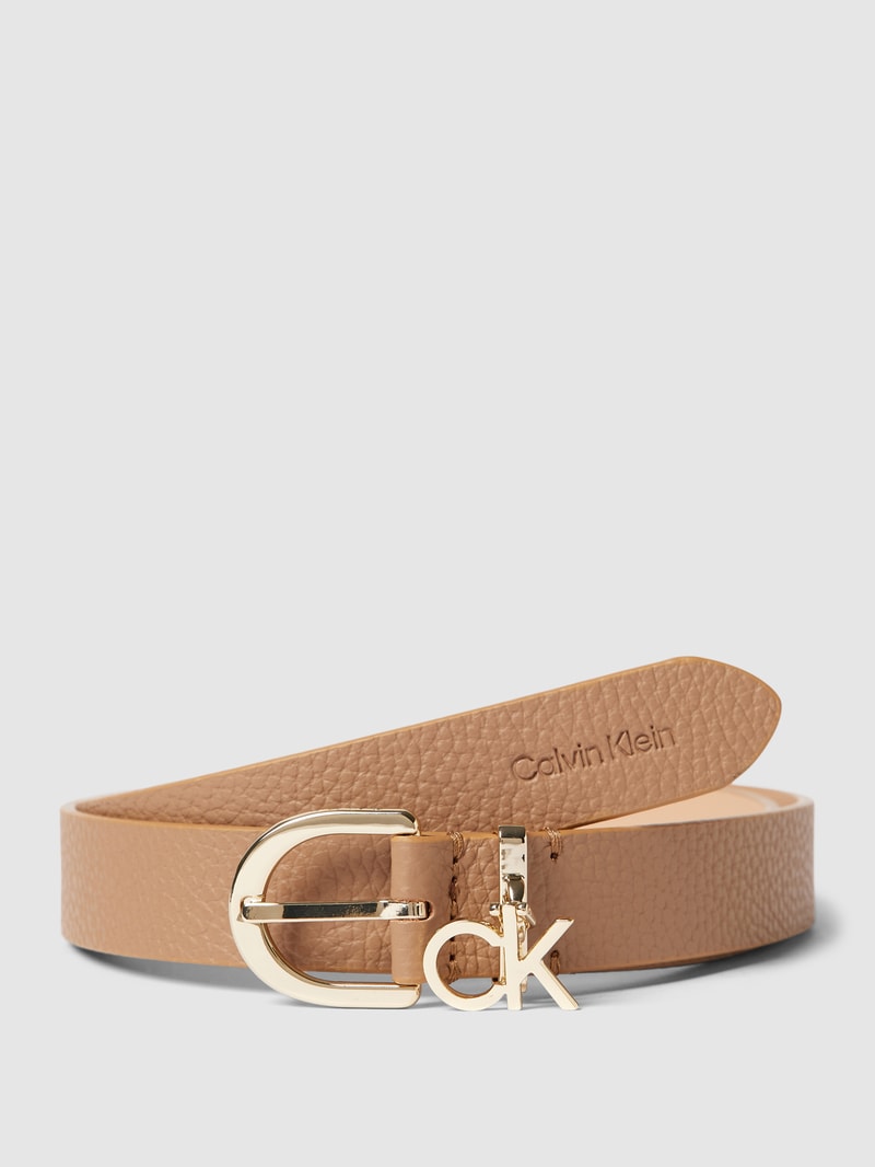 Ledergürtel mit Label-Applikation Modell 'FRAME CHARM BUCKLE' in gelb