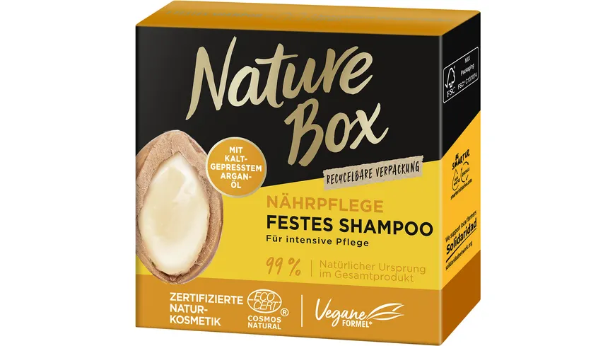 NATUREBOX Fest-Shampoo Nährpflege mit Argan-Öl 85 G 85 g
