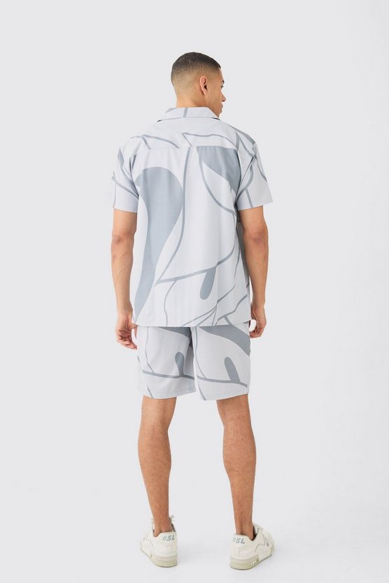 Weiches Twill Hemd und Shorts mit abstraktem Print