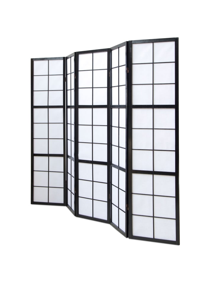 Homestyle4u 5-tlg. Paravent Shoji in Schwarz 220x175 günstig kaufen onesize