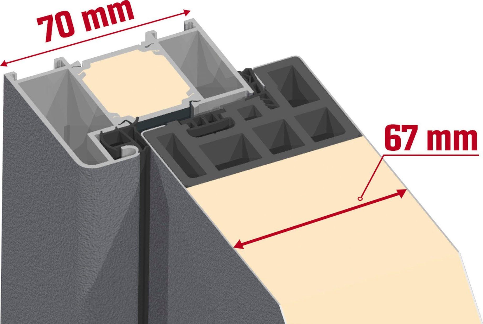 SplenDoor Haustür SPLIT Prime (Set), sehr gut wärmegedämmt und Stabil, mit 3-fach Verglasung, mit Türrahmen