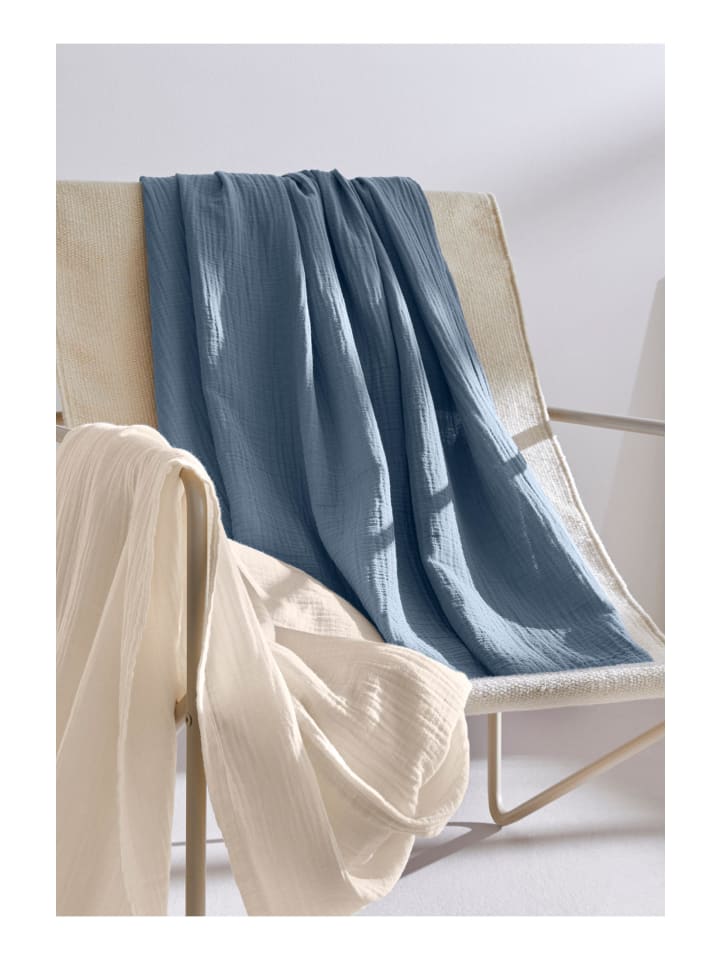 Hessnatur Musselin-Decke in stahlblau günstig kaufen