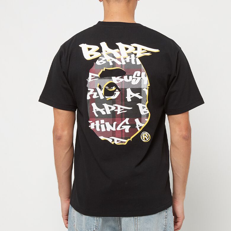 A Bathing Ape Bape Graffiti Check Ape Head Tee M black x white