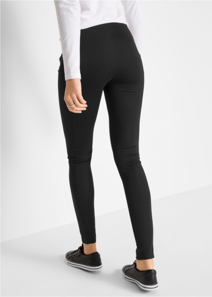 High-Waist-Punto Di Roma-Leggings mit seitlich elastischen Einsätzen