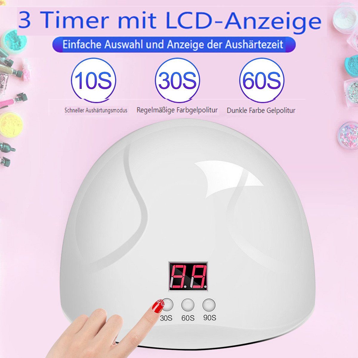 Insma Lichthärtungsgerät, 200W LED UV Nagel Lampe Nageltrockner mit 3 Timer