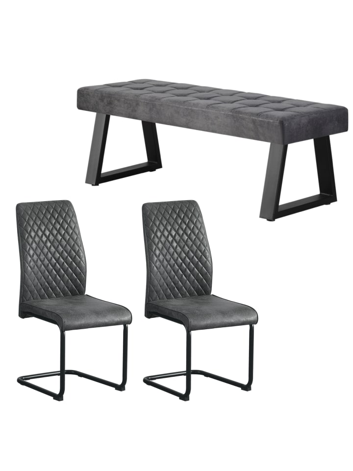 B&D Home 3-tlg. Set: Sitzgruppe Frido in Anthrazit günstig kaufen onesize