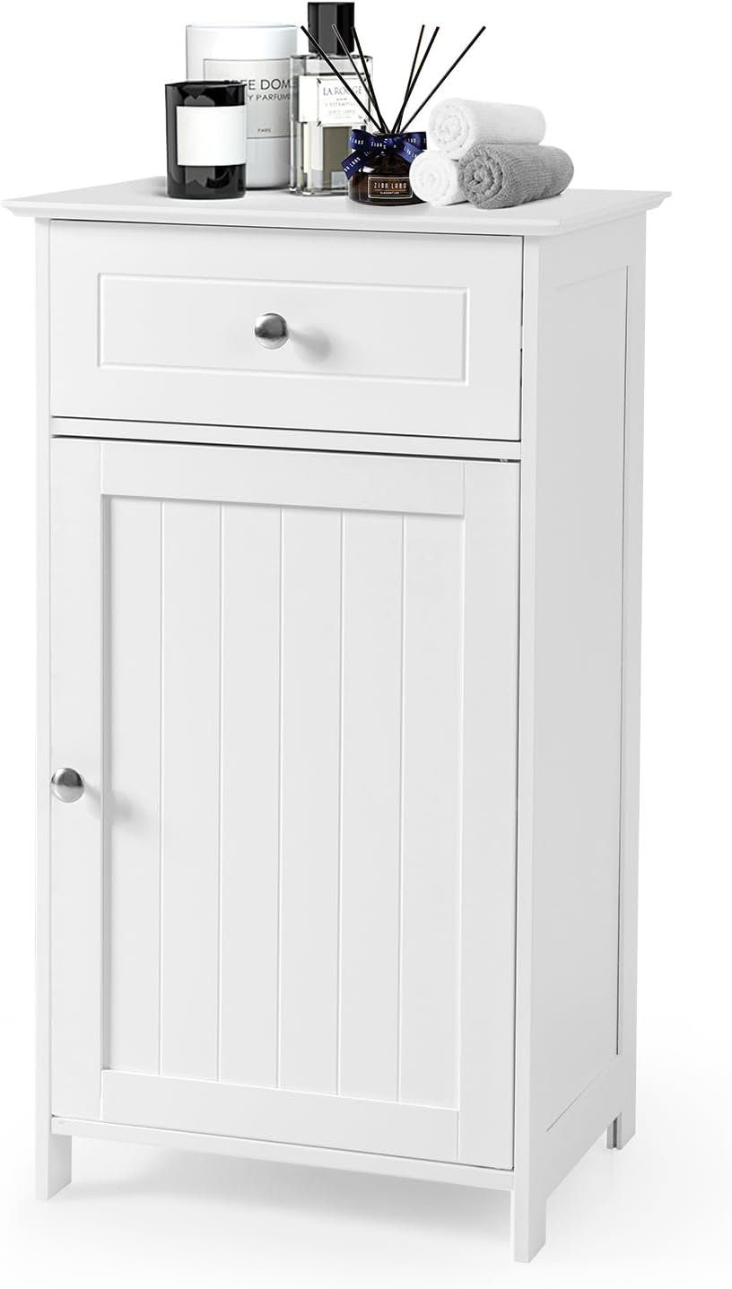 KOMFOTTEU Badkommode Badschrank, mit Schublade & Tür, 43 × 34 × 77 cm, weiß