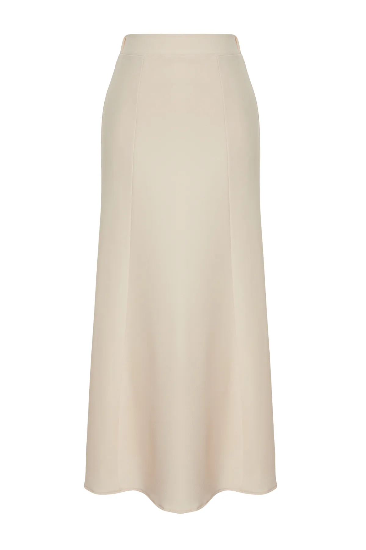 Trendyol Modest  Cremefarbener Fischrock aus gewebtem Krepp TCTSS24EB00193